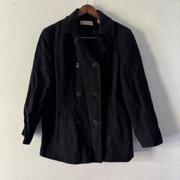 Marsh Landing Vintage Nautical Black Wool Blend Double-Breasted Coat Large - Picture 9 of 10